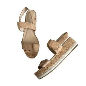 Pelle Moda Women’s Beige Cork Wedge Summer Sandals Size 9.5